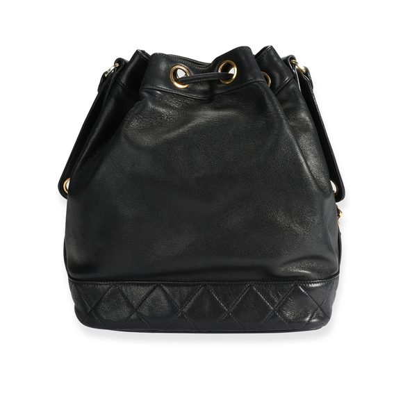 Chanel Vintage Black Lambskin Drawstring Bucket Bag - Picture 3 of 6